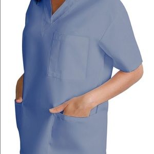 ADAR unisex V-Neck Medical Scrub Top light ceil blue medical uniform shirt XS